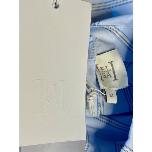 Helsa Stripe Poplin Shirt Dress in Blue Multi Stripe Medium New Womens Mini - Picture 10 of 14